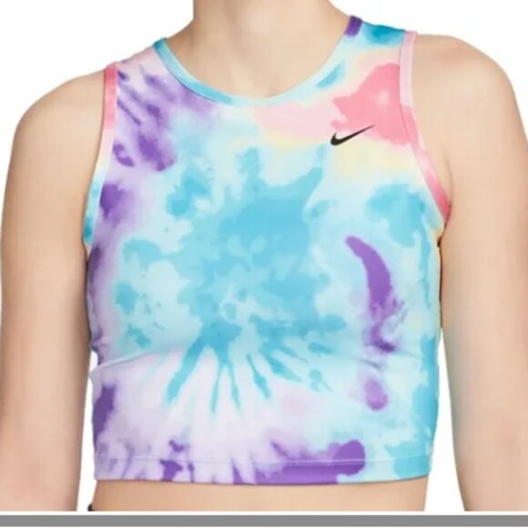 Nike Dri Fit Crop Tie Dye Cropped Top Women's L - Picture 1 of 4